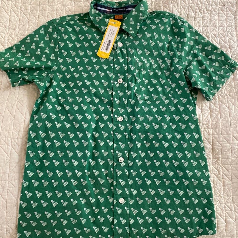 NYT Boy button up short sleeve size 12 badminton